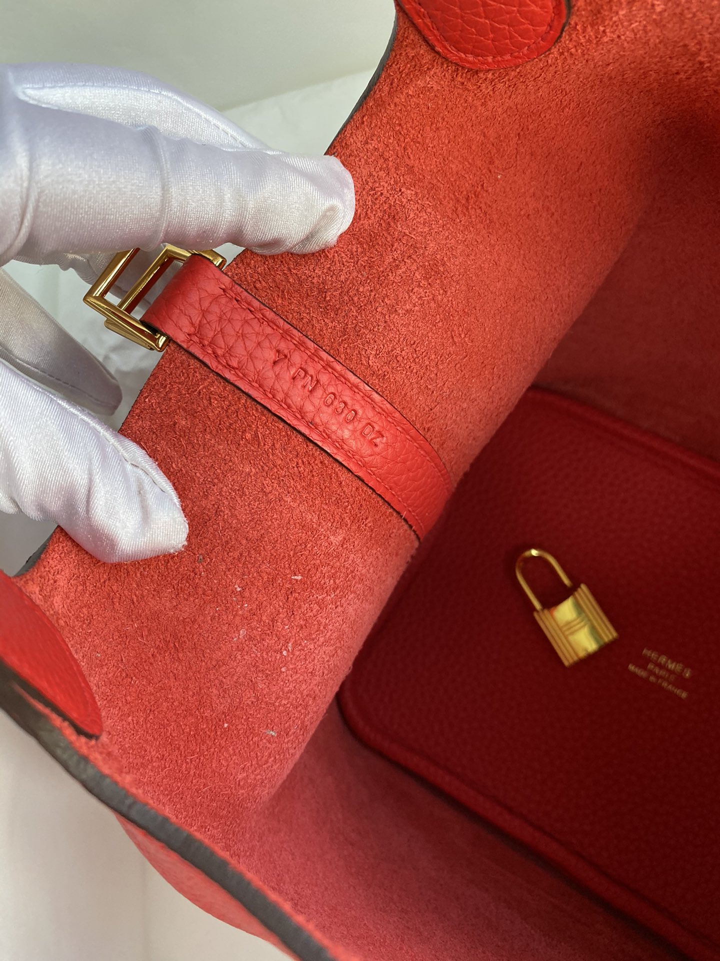 에르메스 피코탄 락22 레드 금장 소가죽